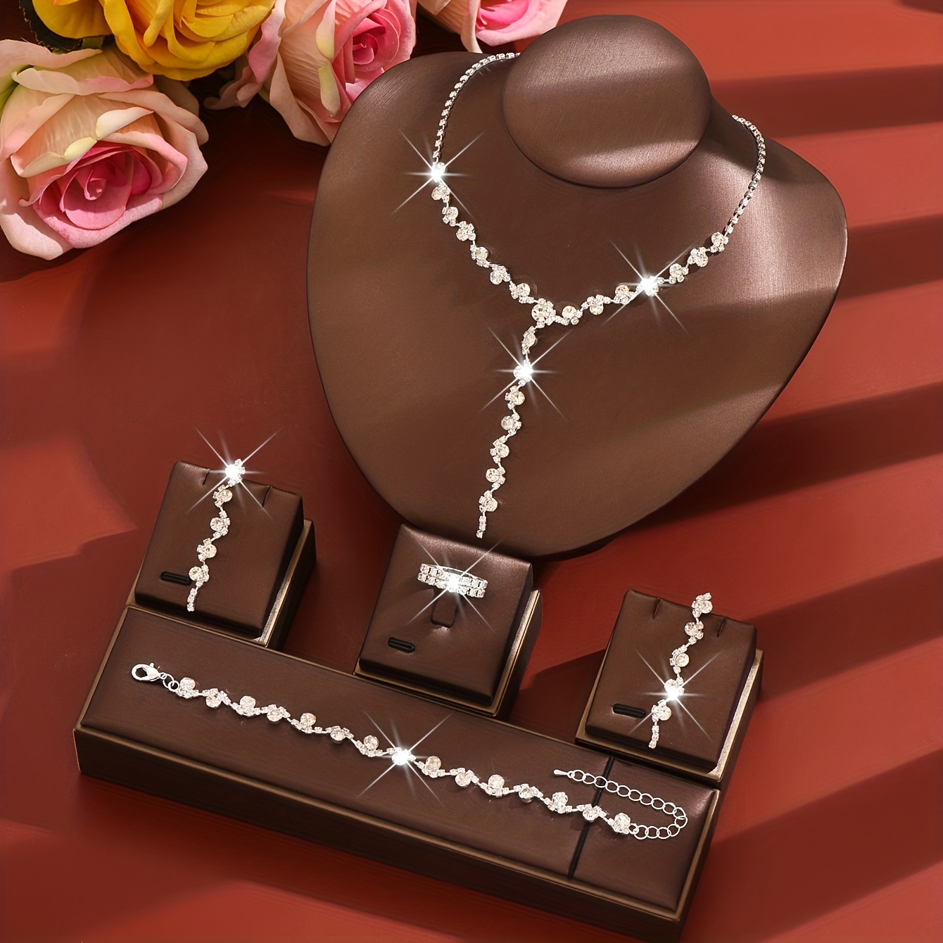 Luxury 4pcs Bridal Jewellery Set, Sparkling Gift