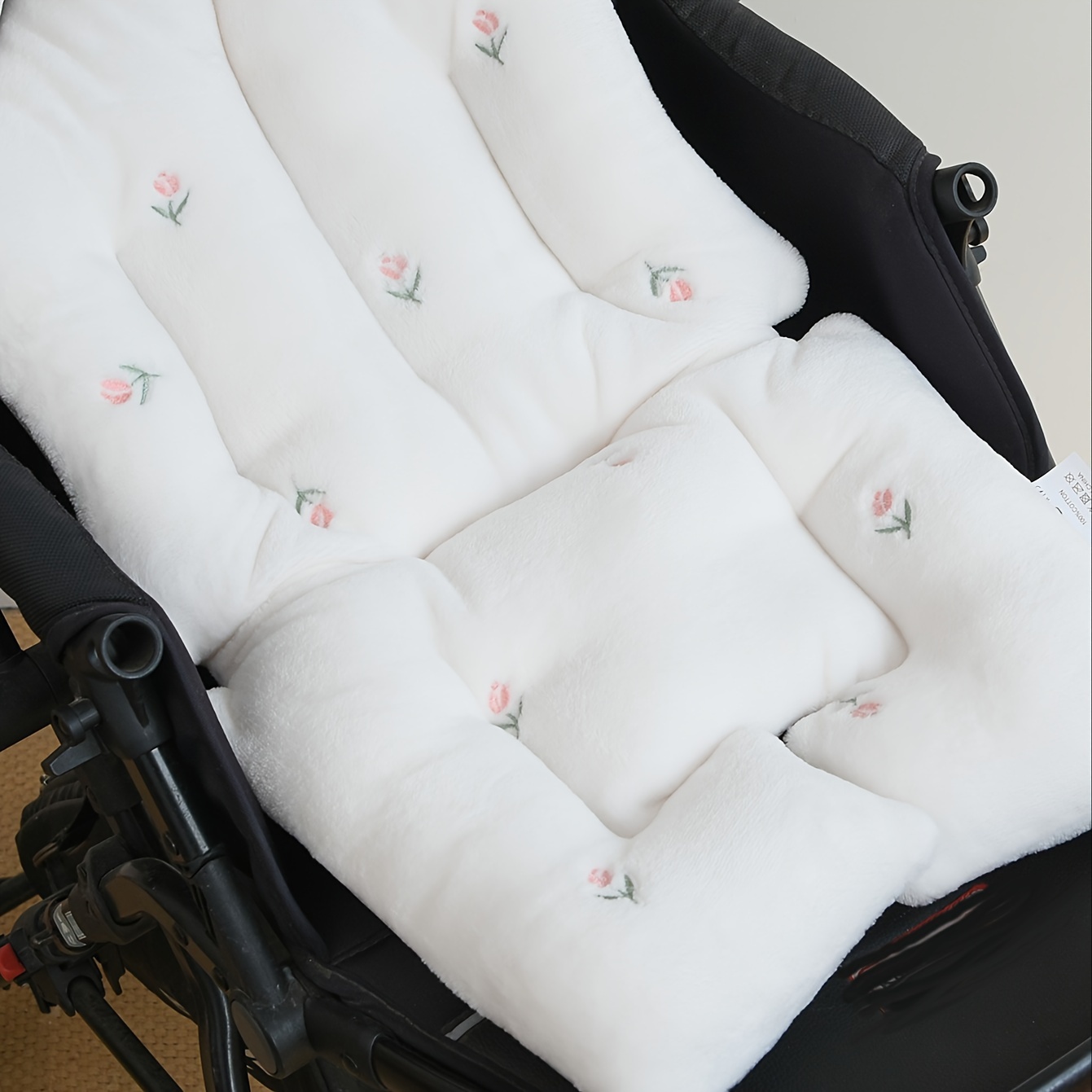 ultra soft plush stroller seat cushion for   embroidered     machine washable details 5