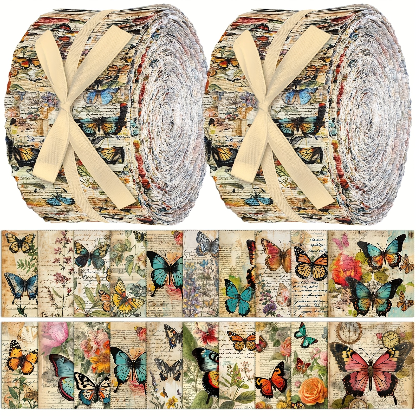 TEMU Set Of 40 Vintage Fabric Strips For Christmas , Featuring A Retro . Each Strip Measures 2.55 Inches And Is Precut For In Sewing And Projects