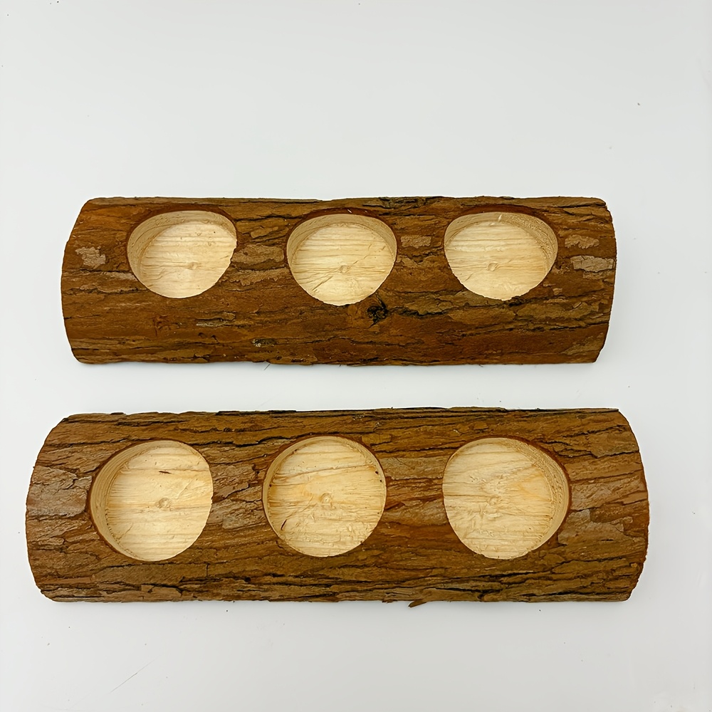 Image of 2pcs 7.4-7.8 Inch Long Wooden 3-hole Small Candlesticks, Suitable For Christmas, Halloween, Valentine's Day, Weddings, Birthdays, Tabletop And Home Decor