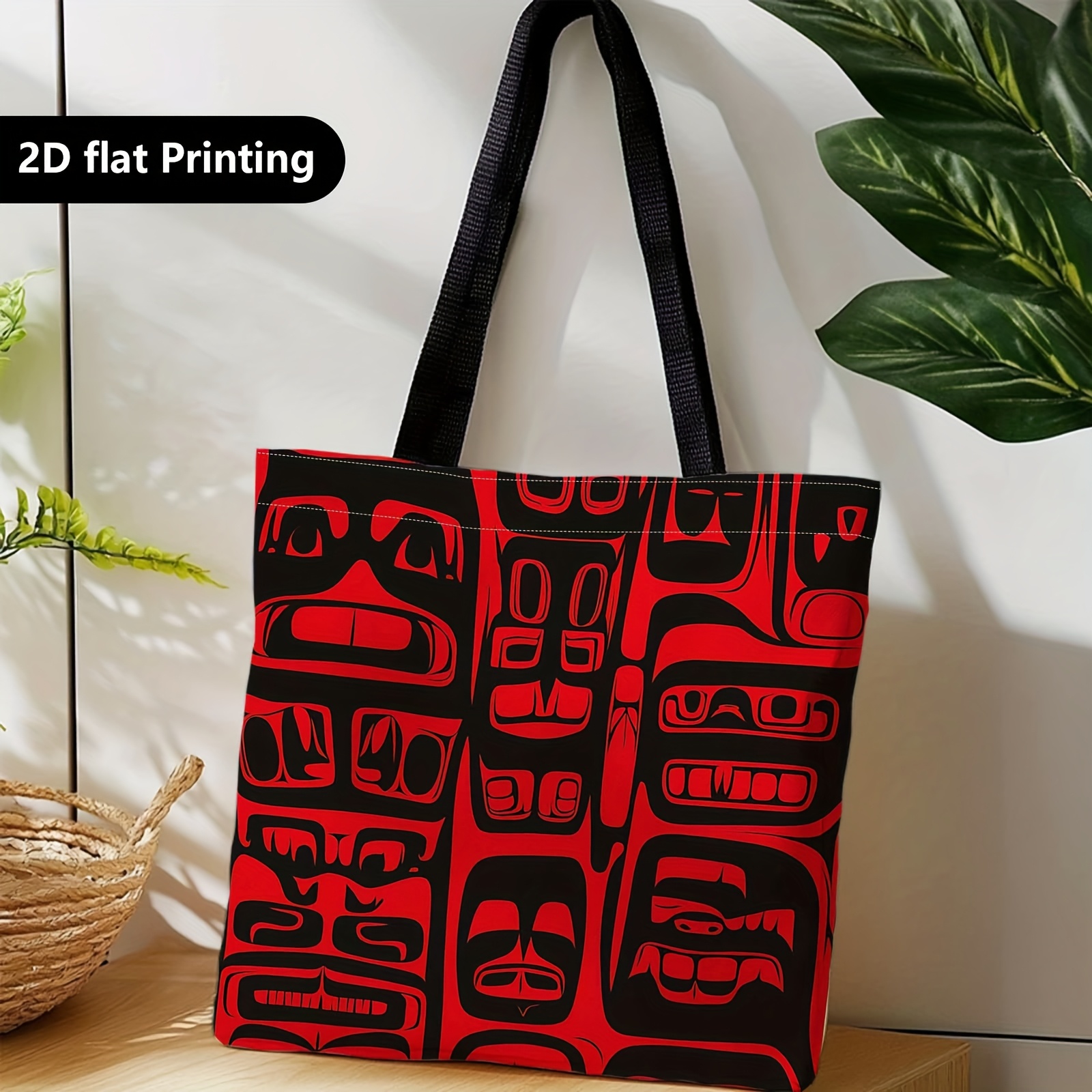 TEMU 1 Sac Tribal Totem Visage - Design , Sac à Main Décontracté Lavable en Machine avec Bandoulière Fixe pour Voyage, Shopping & Usage , Idéal pour