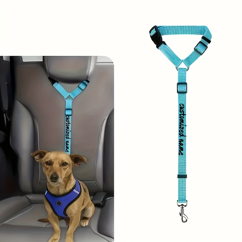TEMU 1 Custom Name Personalized Dog Car Seat Belt - Heavy Duty Pet Car Leash, Quick Release , 6 Ft Adjustable Length, Metal Clip Secure Design - Car
