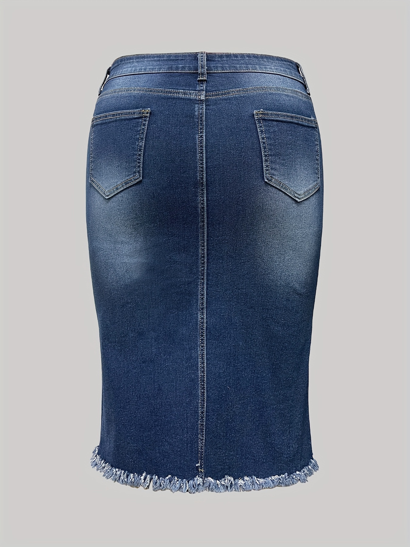 Womens Denim Knee Length Distressed Denim Skirt Women's Plus Size