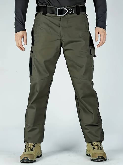 mens durable multi pocket cargo pants quick dry straight leg design for hiking casual polyester loose fit built in zippers and work outdoor pants pants polyester pants