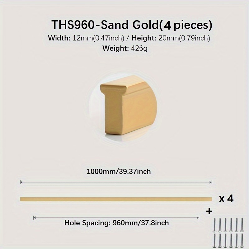 4-pack T-shaped Alloy Pull Handles, 39-inch For Wardrobe Cabinet Doors With Installation Screws, Metal Painted Finish Handles For Closet Use