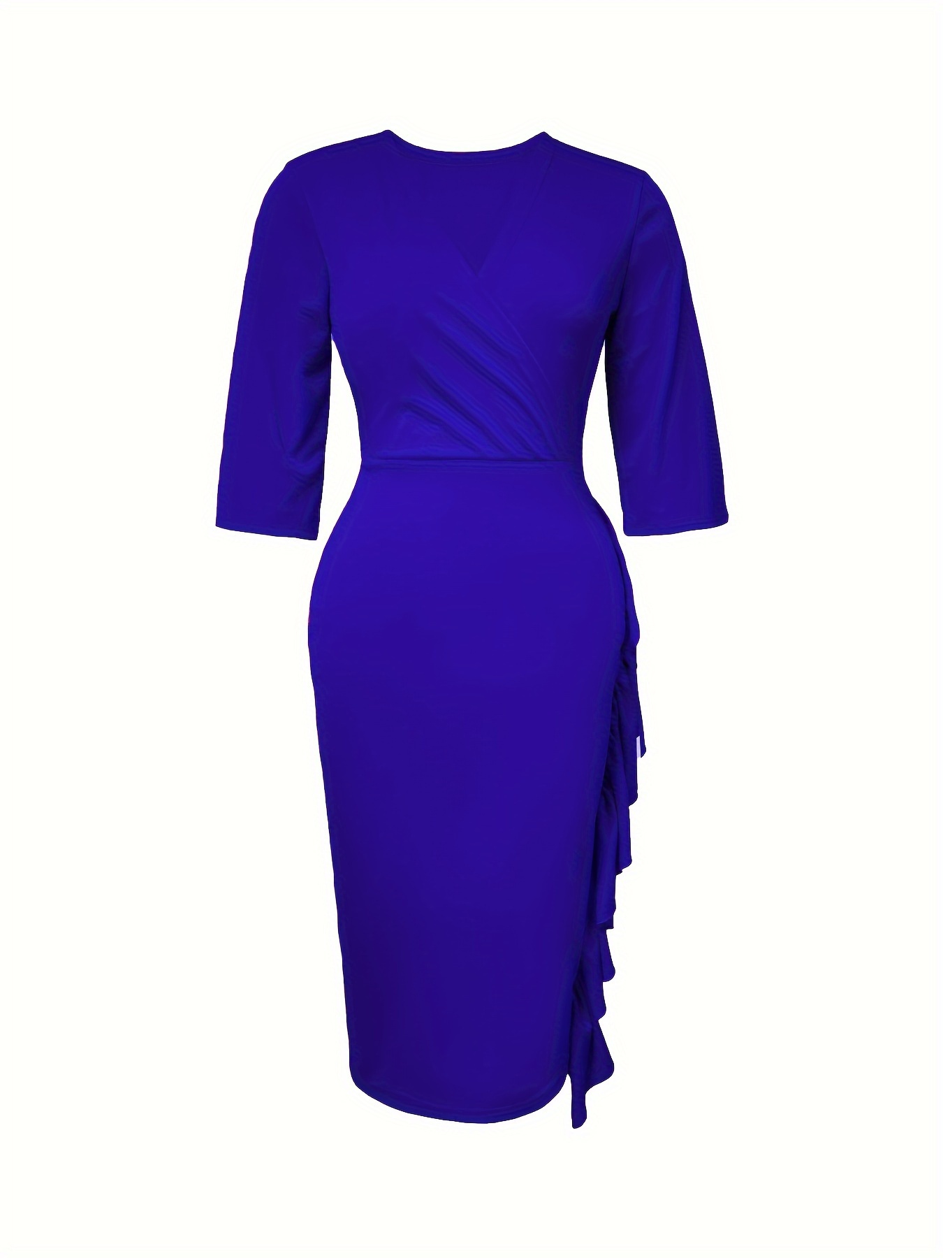 Ladies' Fashion Elegant V-Neck Ruffle Trim Cute Ribbon Dress + Zhou Dongzhi Elegant Direction