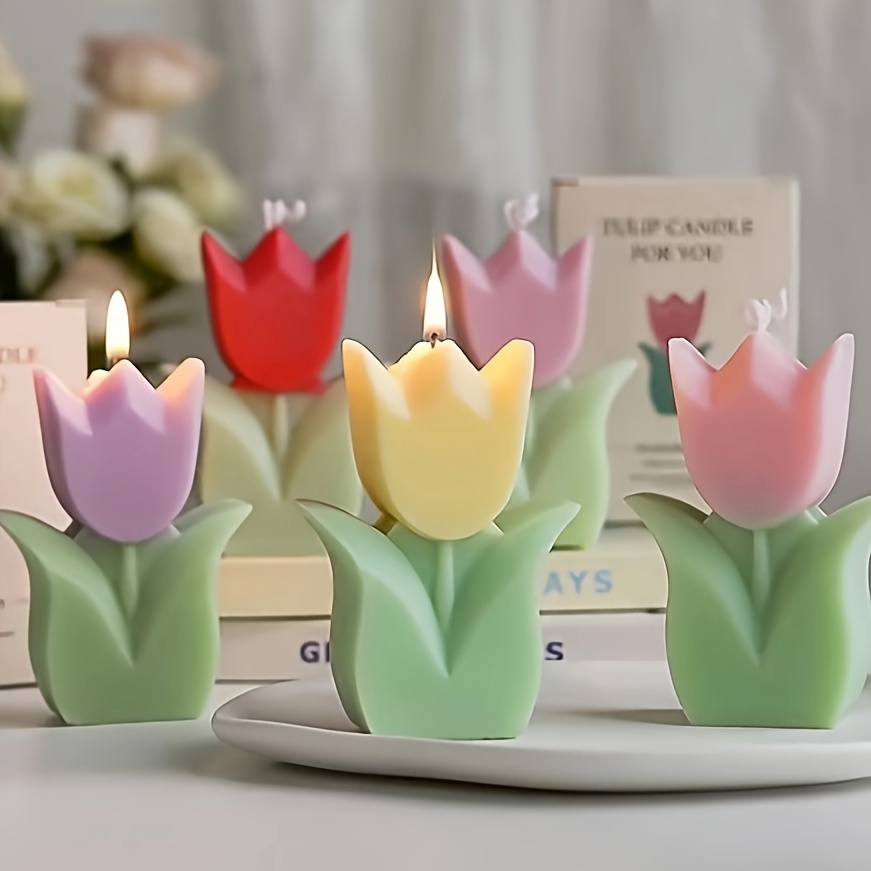 

Tulip Shaped Aromatherapy Candle: Perfect Gift For Valentine's Day, Thanksgiving, Christmas, , New Year, And More - Stone Wax Material