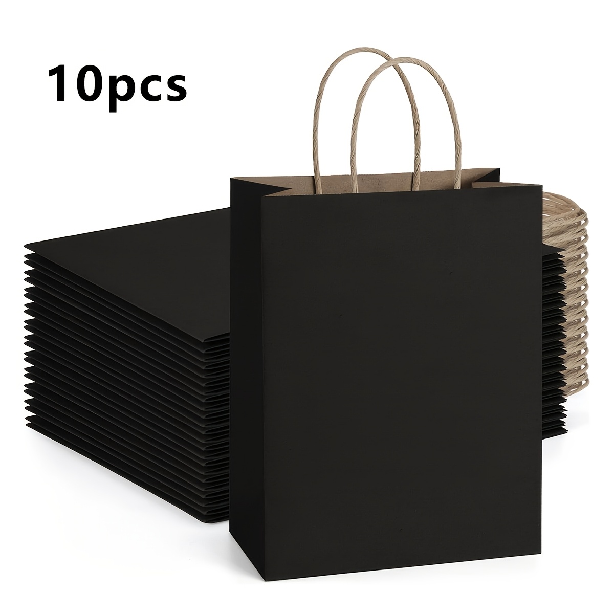 TEMU 10//40pcs Black Paper Gift Bags, Paper Shopping Bags With Handles, Size 15×8×21cm, Suitable For Gifts, Business, Merchandise, Retail, Party