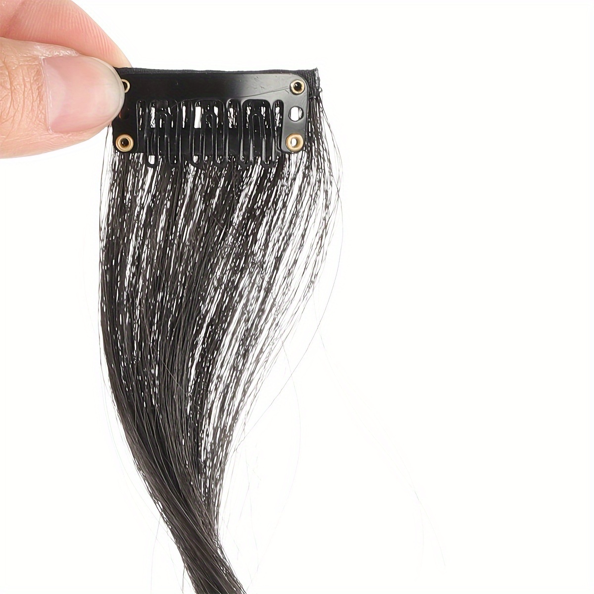 1pc elegant curly wave synthetic side bangs for women clip in wavy fringe hairpiece long hair extensions wig diy styling hair accessory details 4
