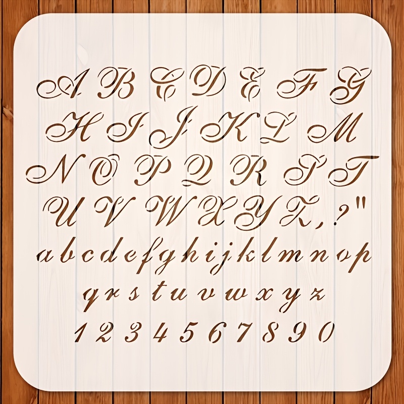 Image of 12x12 Inch Reusable Plastic Conjoined Letter & Number Template - Retro Handwritten Font With /lowercase Letters & 0-9 Numbers Suitable For Journaling, Scrapbooking, Diy Crafts, Off-grid Drawing Guides