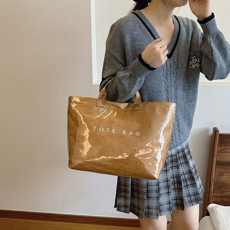 

Waterproof Fashion -handle Tote Bag Solid Color Polyester With Poly , Large Capacity , Occasion-themed, No Closure Handbag