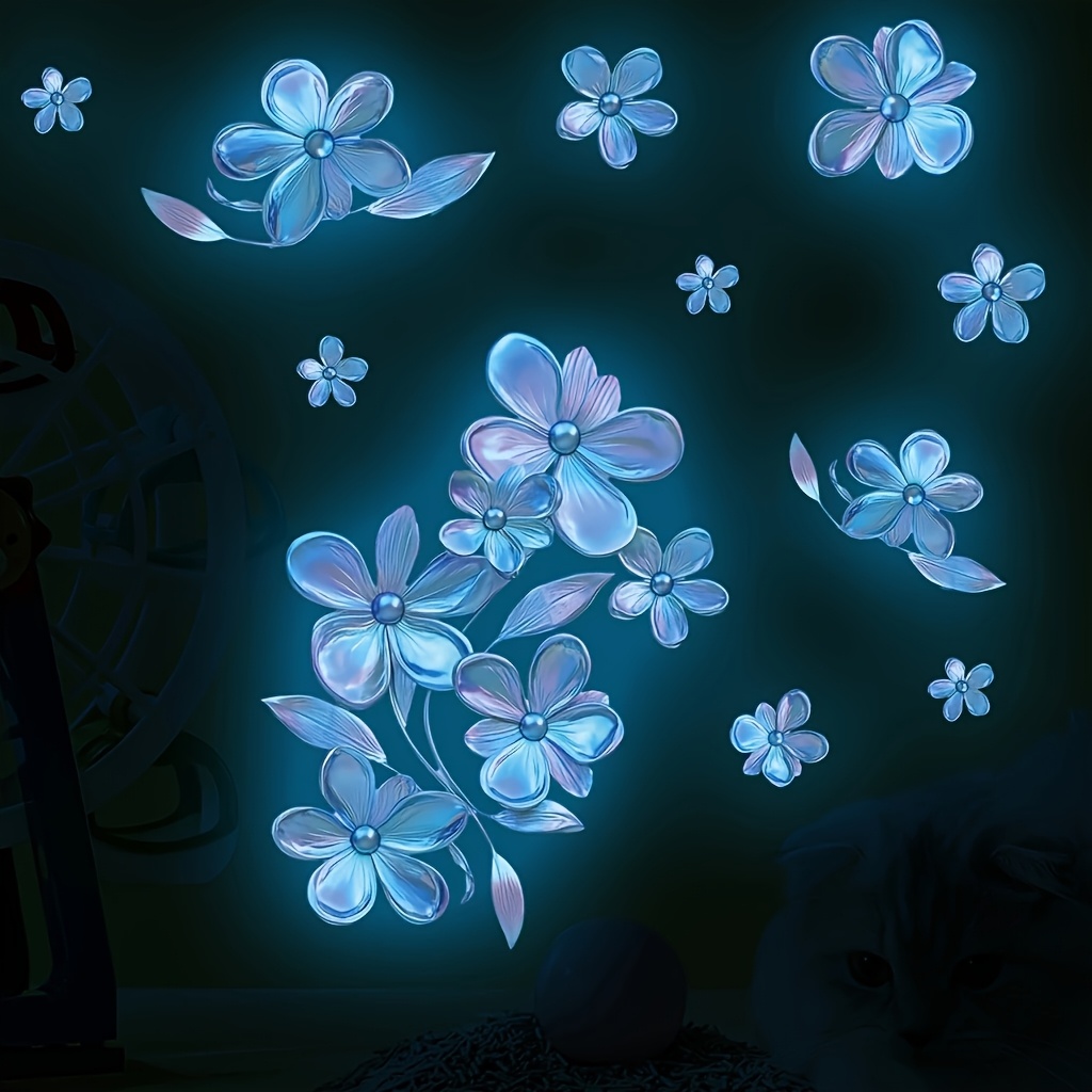 Image of 1pc -the- Sticker Suitable For Plastic Surfaces, Decals With Modern Pvc Suitable For Walls, Ceiling, Furniture, Switch Plates - Irregular Flower Patterns For, Bedroom & Living Room