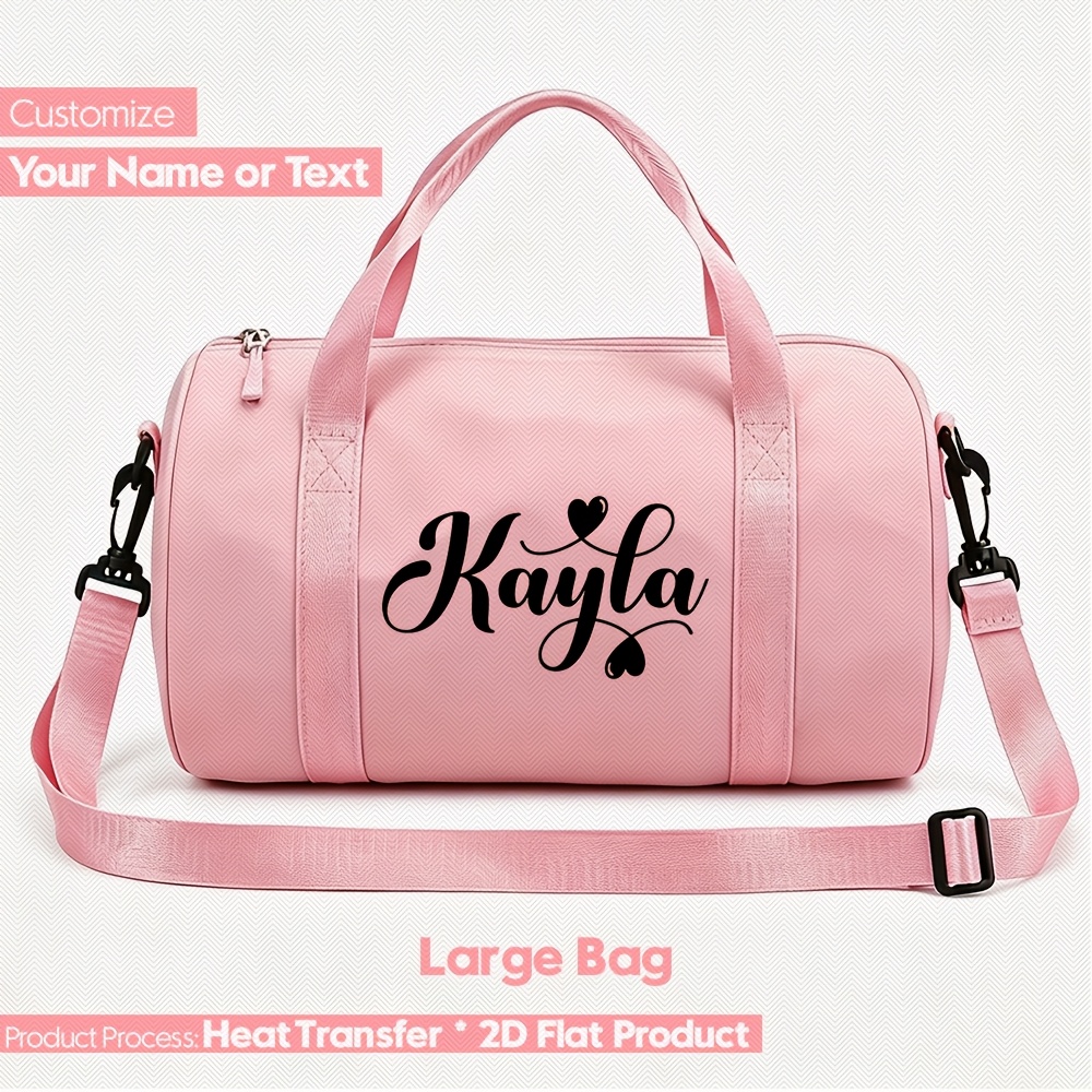 TEMU 1pc Custom Name Nylon Crossbody Bag – Large Capacity Dance Yoga Fitness Bag, Adjustable Strap, For Ballet Travel Vacation, Available