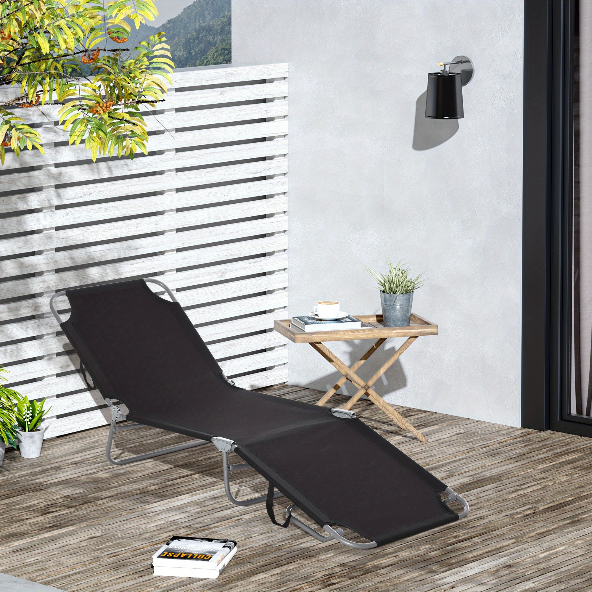 TEMU Chaise longue pliante d'extérieur Outsunny avec tissu en respirante pour patio