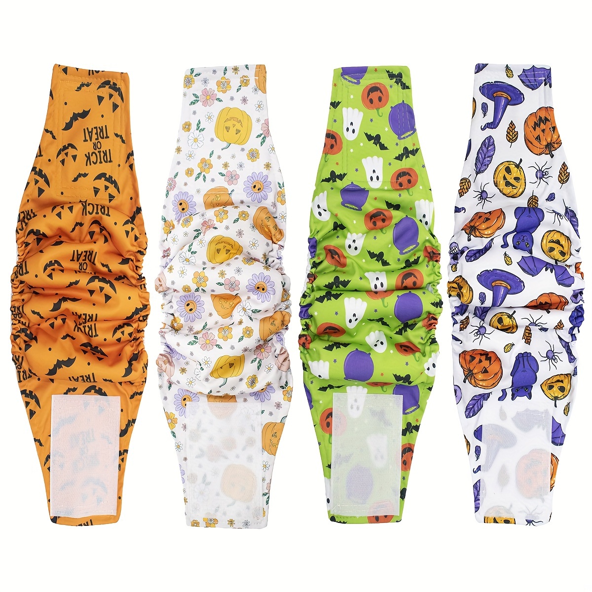 Image of 4pcs Halloween Washable Dog Diapers, Reusable Premium For Male Dogs, High Absorbing Small Male Dog Pee Wraps