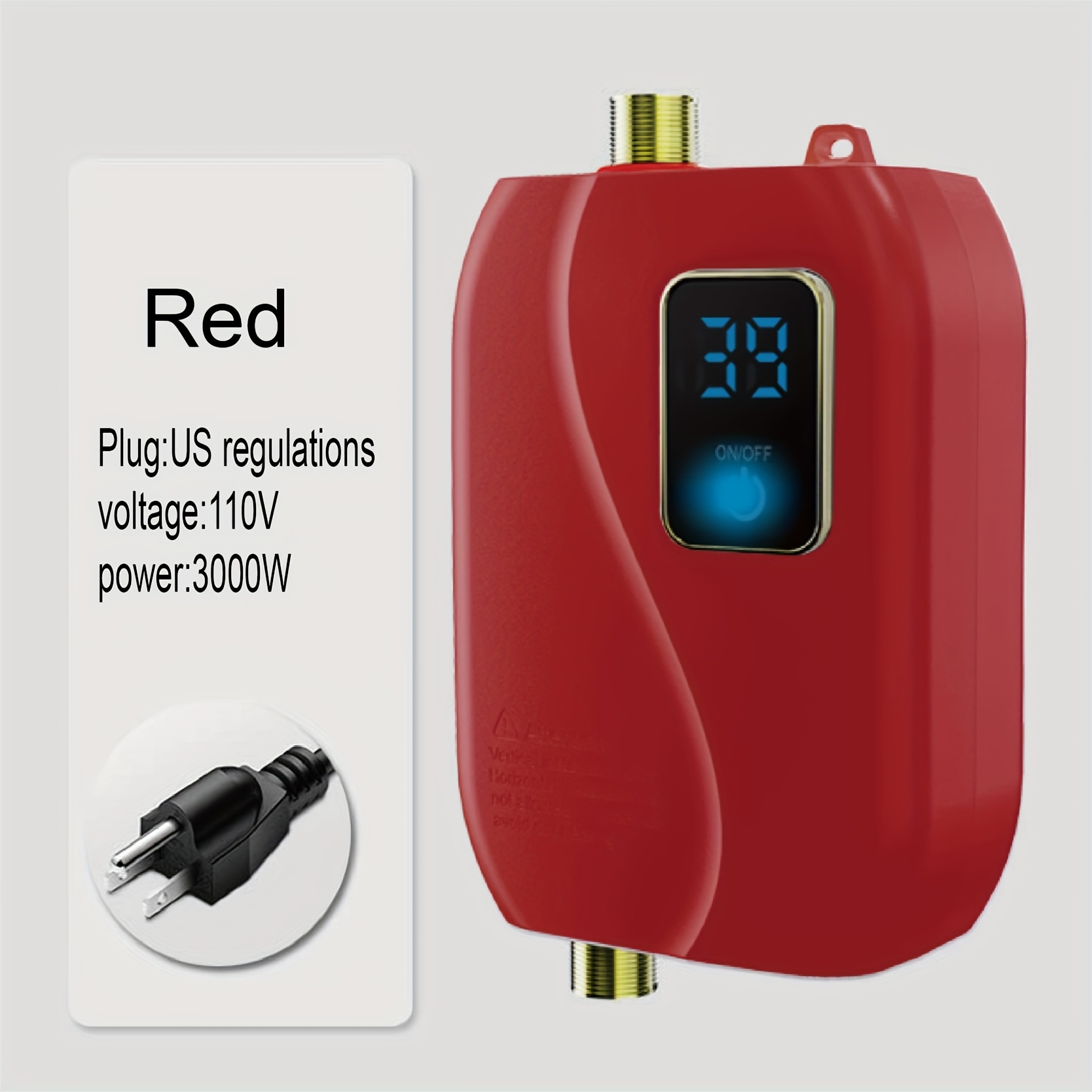 1pc 110v 3000w tankless electric water heater with built in plug     celsius and   protection ideal for kitchen sinks   and rvs   no tank required