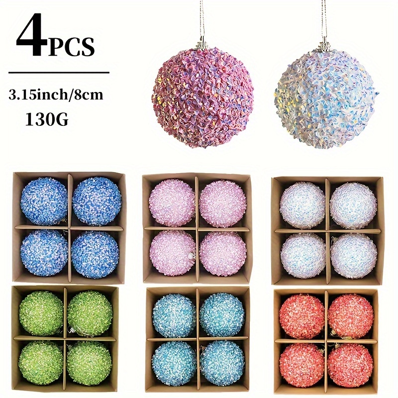 

Art Deco Christmas Decorative Balls - 4pcs Plastic Ornament Set For Holiday Wall Hanging, No-electricity Christmas Tree Accents, Festive Home Decor Wall Mount, Suitable For Christmas Party Decoration