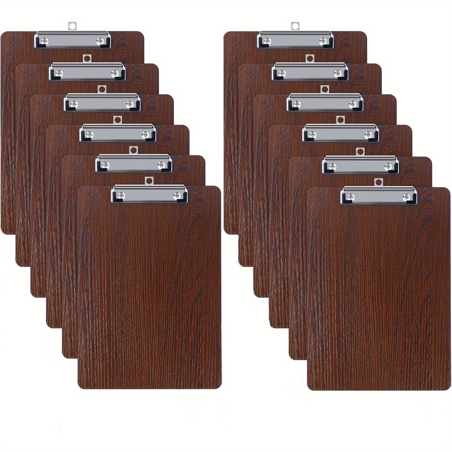 Image of Set Of 12 A4 Wooden Clipboards Featuring A Metal Clip, Sturdy Writing Surface Suitable For Office And School Use