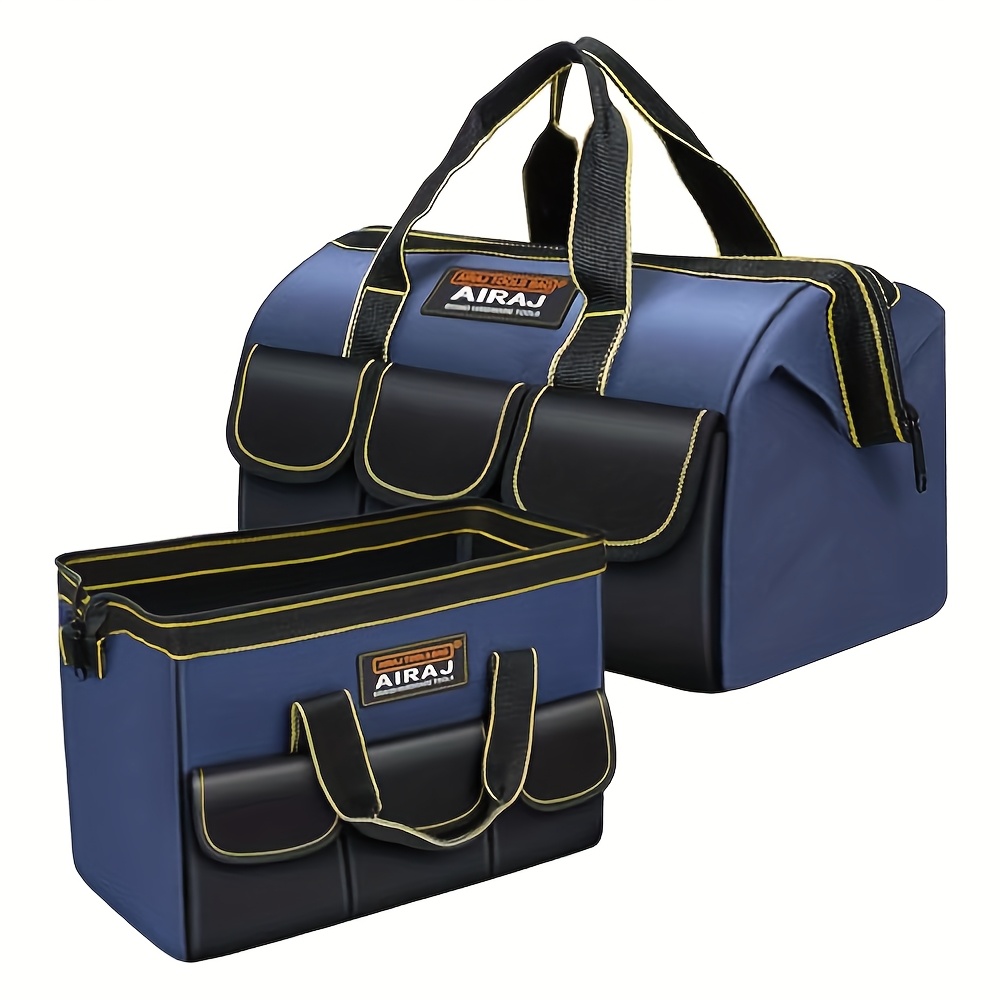 

Airaj Multi-functional Waterproof Tool Bag - 1680d Oxford, Wear-resistant, Strong Tool Storage With Multiple Compartments & Handle, Blue/black For Electricians