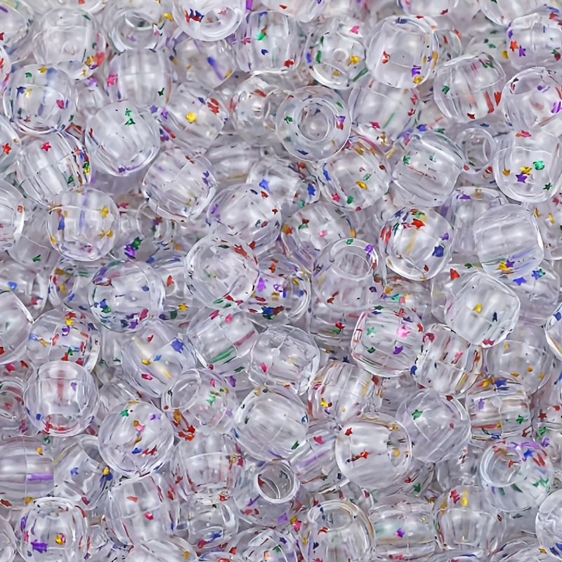 TEMU 300pcs 9Mm Perles d'espacement rondes en acrylique transparent à grand trou pour la fabrication de bijoux, bracelets, , porte-clés