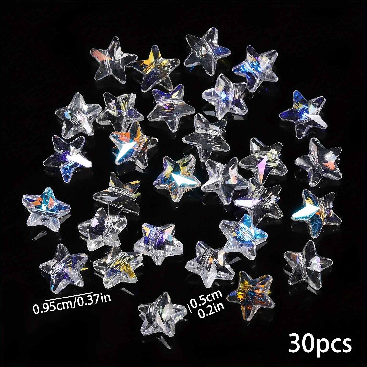 30pcs 9.5x5mm Star Shape Austria Crystal Beads Ab Color Loose Decor Beads For Jewelry Making Bracelets Necklace Earrings Additions Supplies