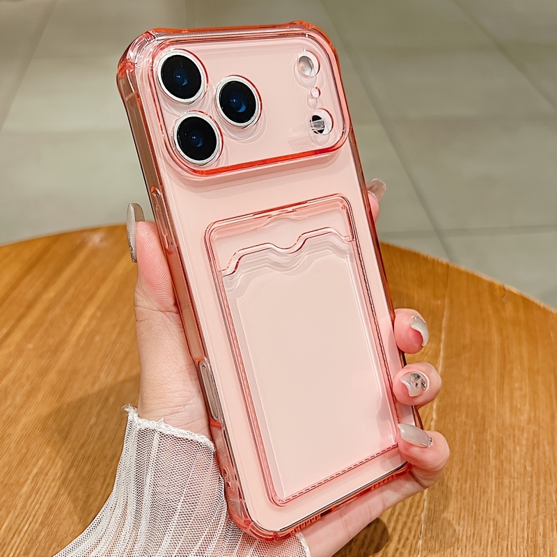 TEMU Phone Case - Transparent Silicone Phone Case Shock-resistant And Includes A Card Holder, Designed For Iphone 17 Pro Max, 17 Pro, 17, 16, 15, 14,