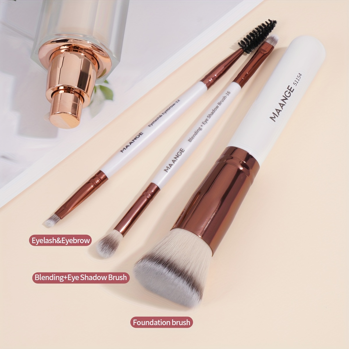 MAANGE 3pcs Foundation and Eye Brush Set, Makeup Essentials