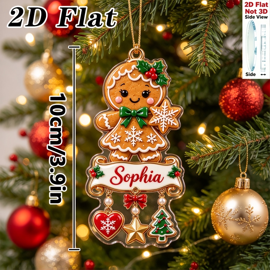 TEMU 2D, 1 pieza de decoración colgante 2D de acrílico personalizada, personalizable con para . Un colgante de hombre de jengibre navideño para