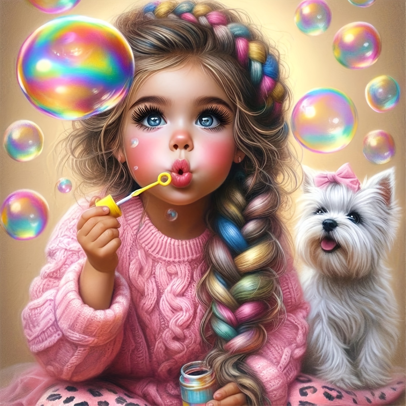 

Diy 5d Diamond Painting Kit For Beginners - "beauty & Dog Playtime" Canvas Art, Frameless Home Decor Craft Set