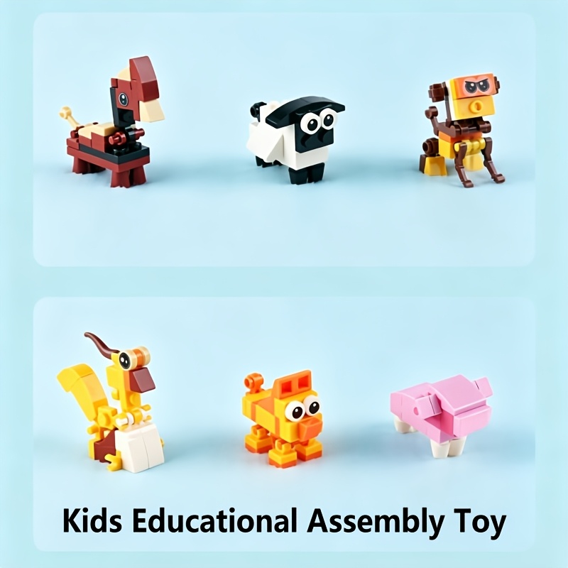 Cute Animal Building Blocks for Kids, DIY Interlocking Models