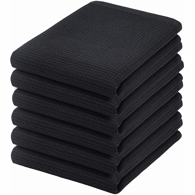Image of 4/6pcs Set, 100% Cotton Waffle Weave Towels, 28x28cm, Kitchen Dish Towels, Dishcloths, Tea Towels, Ultra Soft, Absorbent, Quick-drying Cleaning Towels