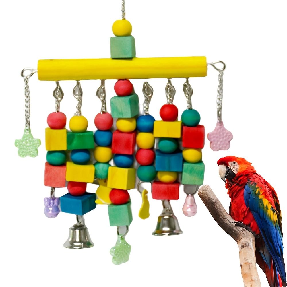 

1pc Jouets à Mâcher pour Perroquets, Jouets Suspendus Colorés pour Perroquets, en Bois Jouet à Mâcher pour Oiseaux pour Calopsitte, Perroquet Soleil, Perroquet Budgie,