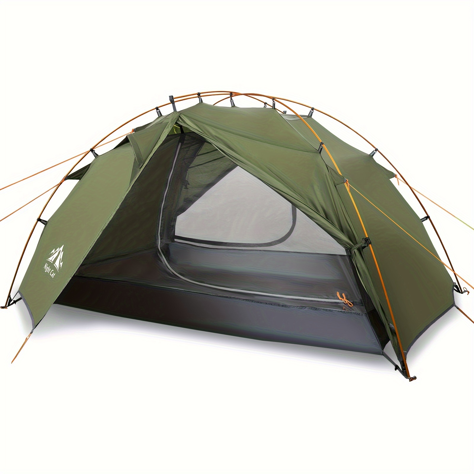 TEMU Night Cat Backpacking Tents 2 Fast Setup Hiking Camping Tent With Foldable Poles Double Layers Ventilated Lightweight Compact Aluminium Poles