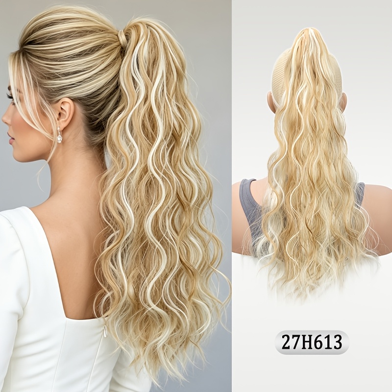 TEMU Elegante Klauw Clip Krullende Golvende Paardenstaart Extensions – Direct Volume & Lengte, Gemakkelijke Dagelijkse Haarverlenging voor Vrouwen,