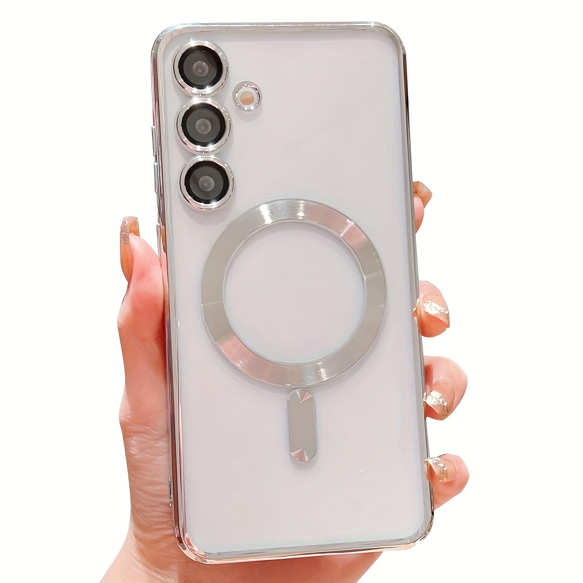 TEMU Luxury Wireless Charge Magnetic A55 With Plating Clear Shockproof Tpu