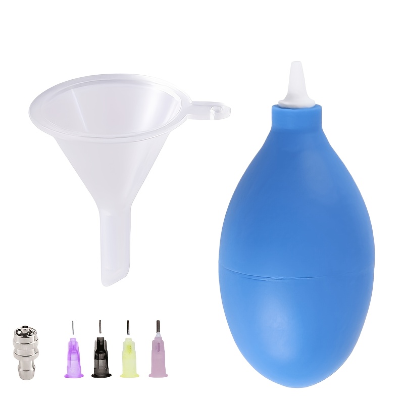 TEMU 7pcs Precision Applicator Set Blue And Black Squeeze Bottles With Multicolored Nozzles And Funnels, Ceramic Decorative Tools, Suitable For Clay