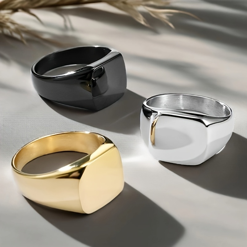 Men's Retro Minimalist 316 Stainless Steel Square Ring