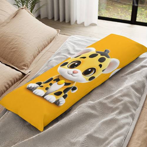 item picture 1 rectangular pillow case no pillow core double sided printing machine washable 20x54 inches cute cartoonish leopard suitable for bedroom bed cinema and decoration party souvenirs birthday gifts