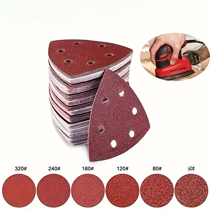 

90-pack Sanding Pads For Mouse Sander, 6-hole Design, Multiple 60/80/120/180/240/320, Paper Material, Compatible With & Multi-