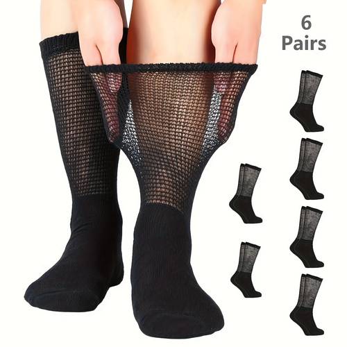 6 pairs crew socks with non binding top seamless toe design with cushion sole moisture wicking 97 polyester 3 spandex
