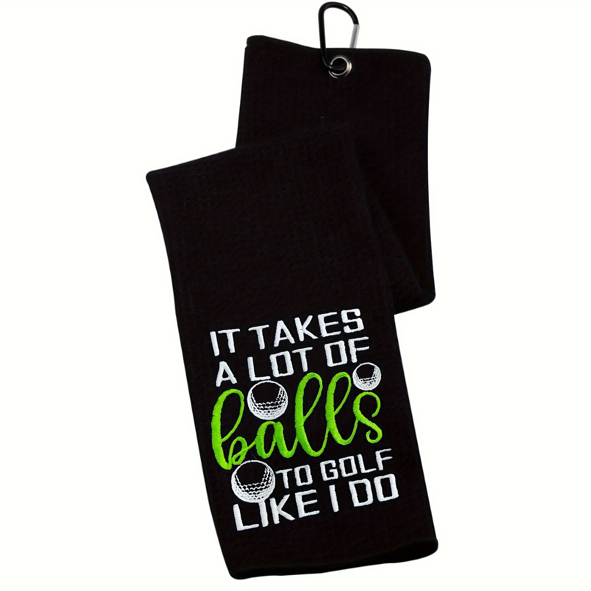 

Humorous Black Microfiber Golf Towel With Embroidered " Balls" Quote - Ideal Gift For Golfers, Dad, Husband On Birthdays, Retirement, Father's Day - Polyester/nylon , Hand Washable