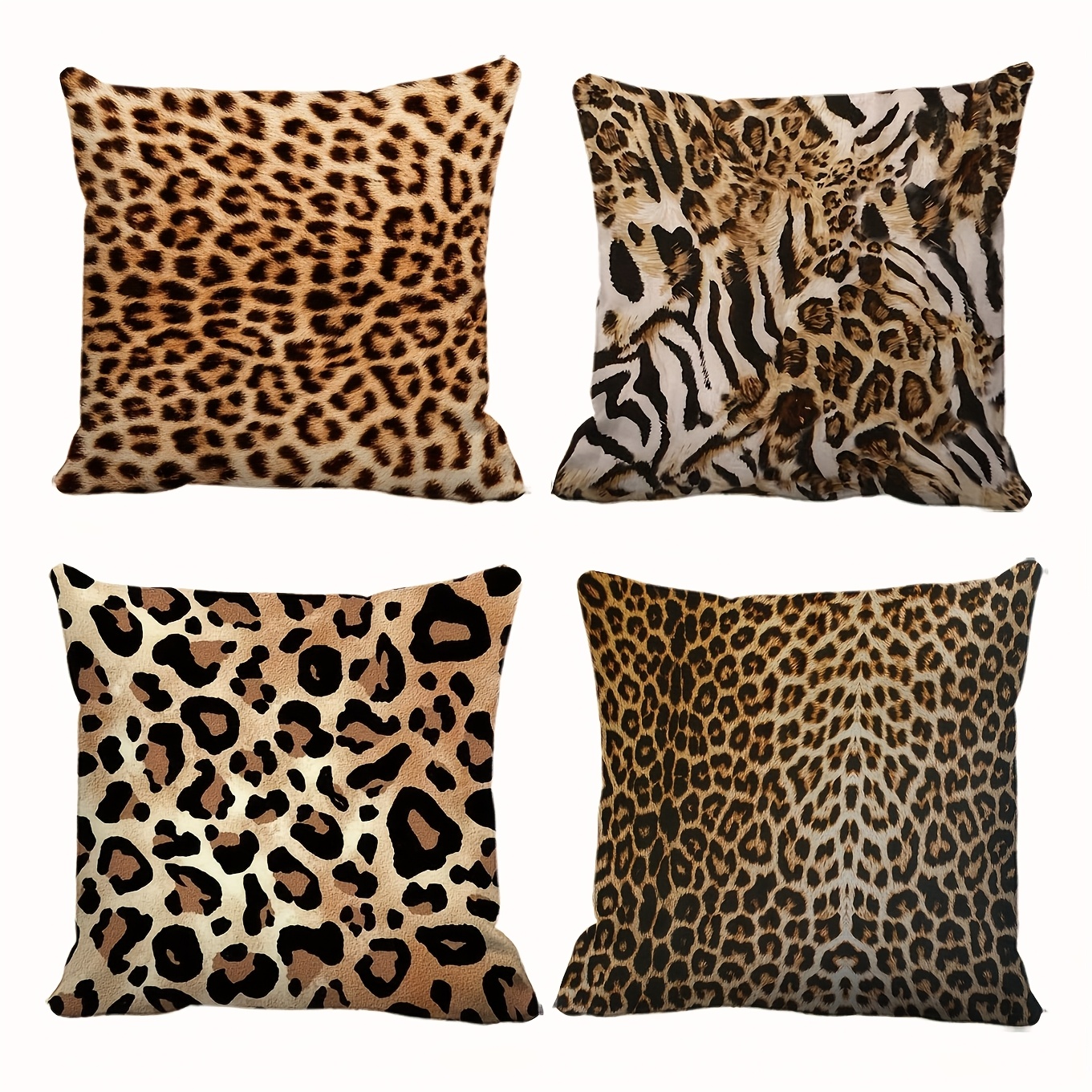TEMU Ensemble de housses de coussin charmantes à imprimé léopard style vintage, design bohème, parfaites pour un , , les fêtes, les salons, , les