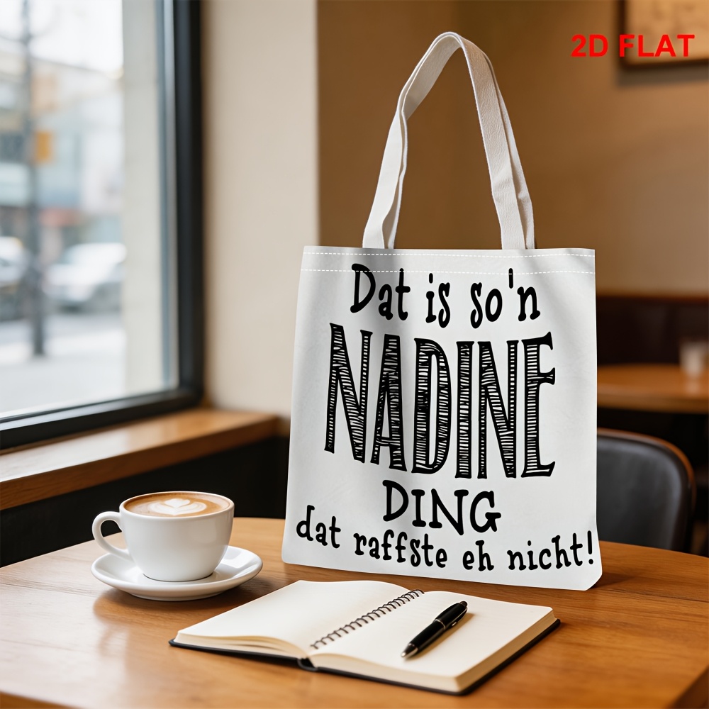 2d Flat Work Tote Bag With Funny Quote Print, Casual Daily Shoulder Tote For Office , Lightweight Spacious Tote Bag For Shopping And Daily Use L0406fbd1419