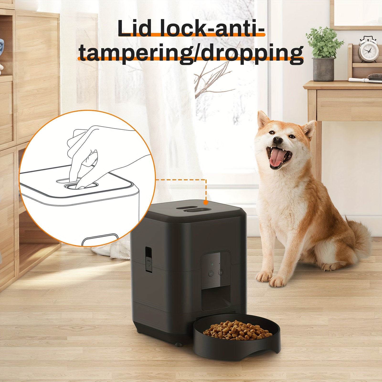 Akıllı Uygulama Kontrollü Kedi Besleyici, Uzaktan Kumandalı Evcil Hayvan Besleme Makinesi, USB/Pil Çift Güç Kaynağı, Kediler ve Köpekler için Otomatik Mama Dispenseri, 2.4G Wi-Fi Etkin, Adaptör veya Pil Dahil Değil, Pilsiz