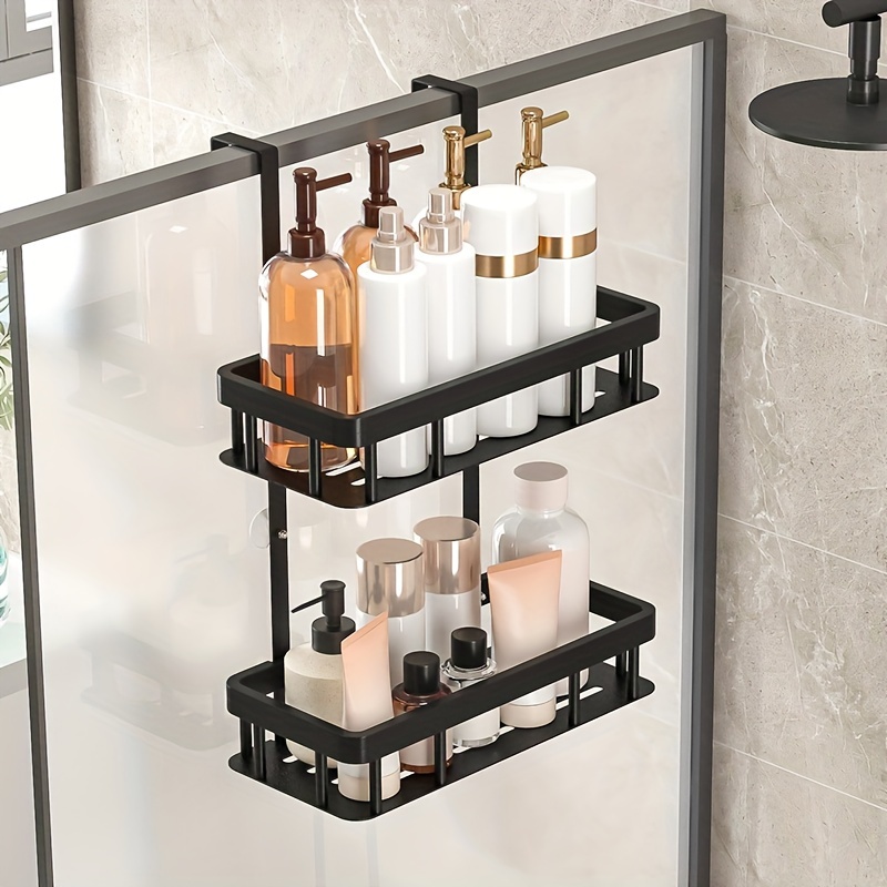 

Wrought Iron Double Tier Hanging Bathroom Shelves, Over-the-door Shower Caddy Organizer For Shampoo, Conditioner, Skincare, Easy No-drill Installation For Bath, Kitchen, Bedroom Decor