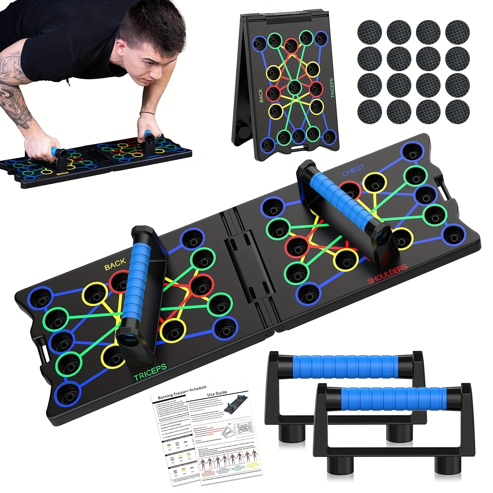 2025, A Foldable Multi-functional Portable Push-up Board, Home Fitness Push-up Tool, 9in 1 Push-up Bar, Home Fitness Equipment