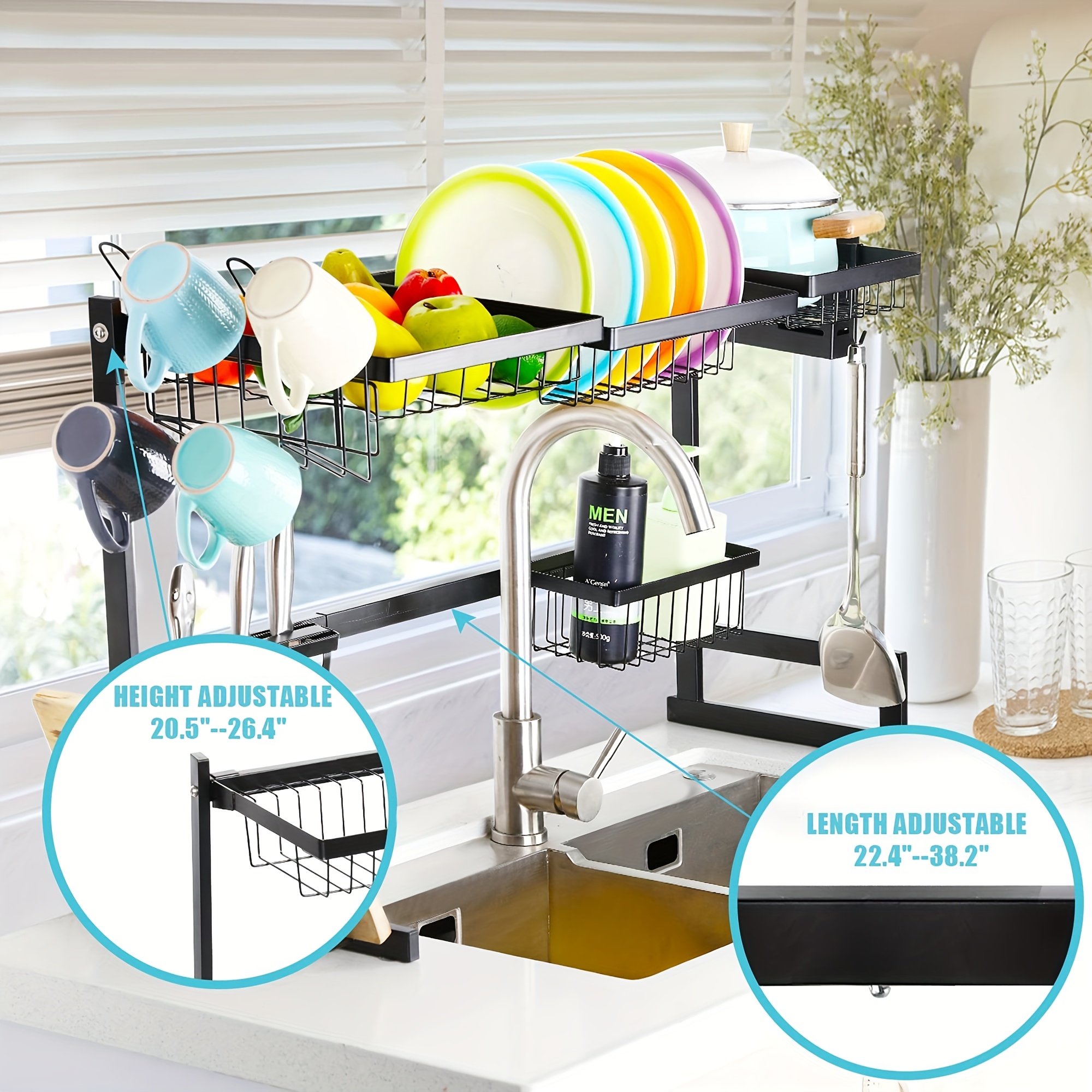 Sink Dish Drying Rack 2 Tier Stainless Steel Dish Rack Sink