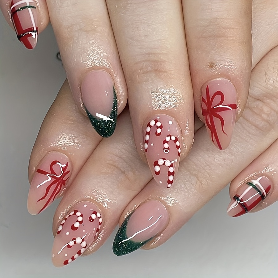 

24pcs Christmas Set - Red & , , Includes Adhesive & File For Women And