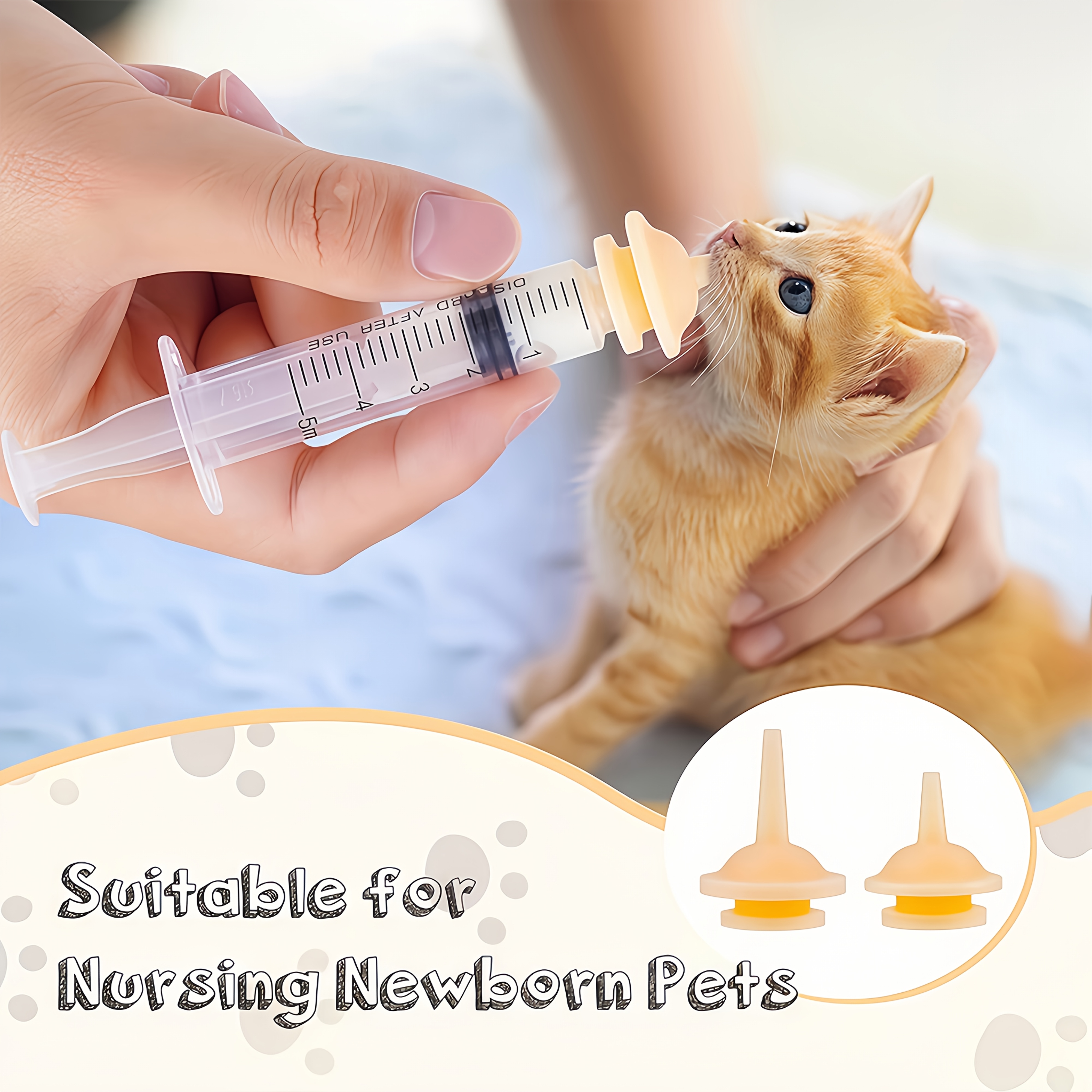 1 Set Reusable Pet Feeding Kit with Feeding Tube & Syringe - Adjustable Measurement Markings (mL/cm) Kittens, Puppies, Rabbits, Squirrels - Dose Indicator System for Small Animals & Wild Care