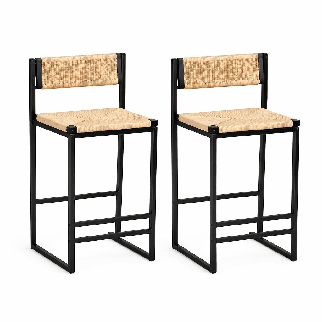 Set Of 2 Modern Oriental Style Bar Stools, Velvet Upholstered Counter Height Chairs with Backrest & Footrest, Golden Metal Frame Kitchen Island Dining Stools, Multi-Color & Multi-Finish New Asian Aesthetic